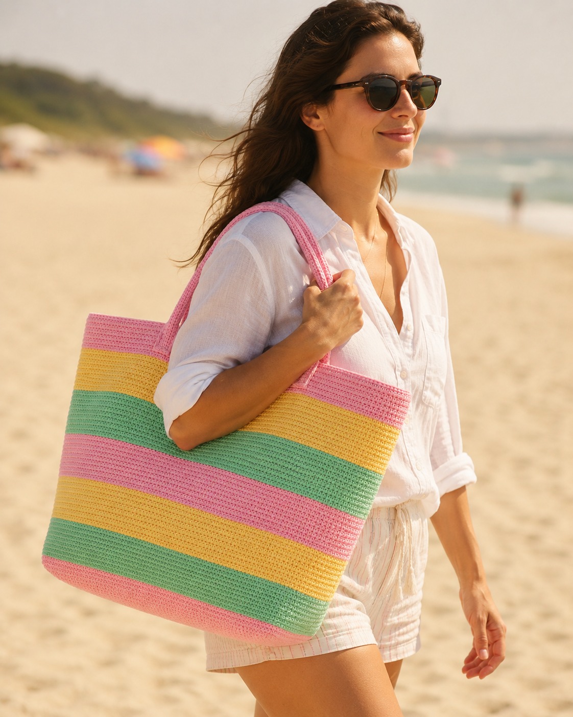 Pastel Beach Bag worn and styled